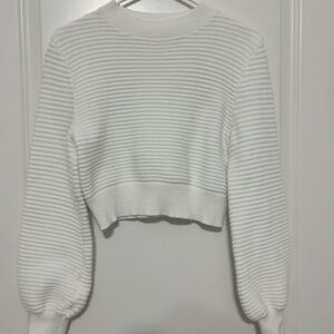 Amazon Essentials Women's White Ribbed Cropped Cowl Sweater